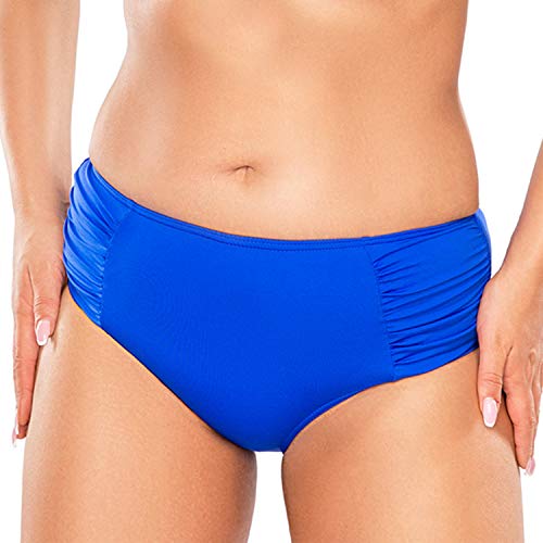 VIVISENCE 3002 Bikinislips Dame Bademode Musterlos Gerafft Hoher Bund Setteil EU, Blau,42 von VIVISENCE