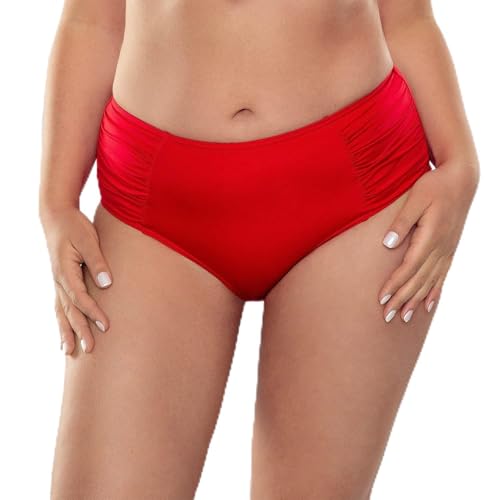VIVISENCE 3002 Bikinislips Dame Bademode Musterlos Gerafft Hoher Bund Setteil EU, Rot,40 von VIVISENCE
