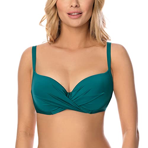 VIVISENCE 3209 Bikini BH Dame Bademode Bikinioberteil Musterlos Bügel EU, Grün,70B von VIVISENCE