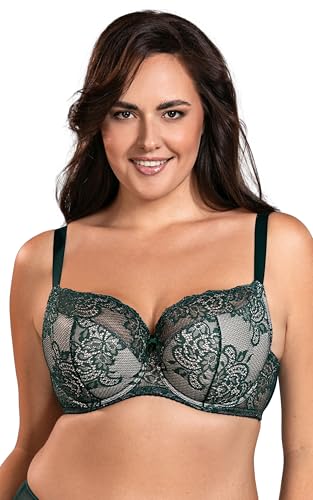 VIVISENCE BH Damen Mit Bügel Große Brüste Starker Halt Bequemer Alltagsstil 1045, Grün,85E von VIVISENCE