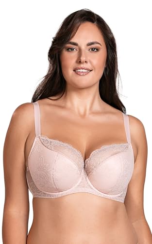 VIVISENCE BH Damen Mit Bügel Große Brüste Starker Halt Bequemer Alltagsstil 1045, Rosa,80C von VIVISENCE