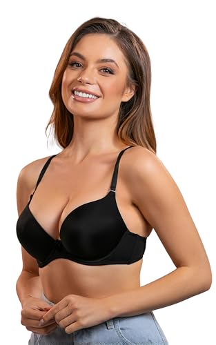 VIVISENCE Push-Up BH Damen Mit Bügel Gepolsterter Maximizer Für Brüste 1041, Schwarz,70E von VIVISENCE