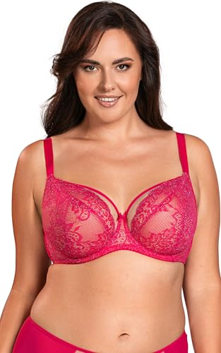 VIVISENCE Damen Spitzen BH Mit Bügel Große Größen Zuverlässigen Halt Im Alltag 1044, Fuchsie,80C von VIVISENCE
