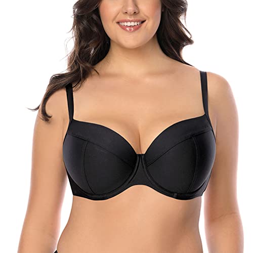 VIVISENCE Bikini BH Dame Bademode Bikinioberteil Musterlos Neckholder 3214, Schwarz,75C von VIVISENCE