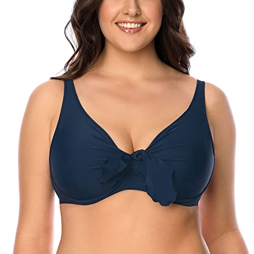 VIVISENCE Bikini BH Dame Bademode Bikinioberteil Musterlos Setteil EU 3202, Dunkelblau,75D von VIVISENCE