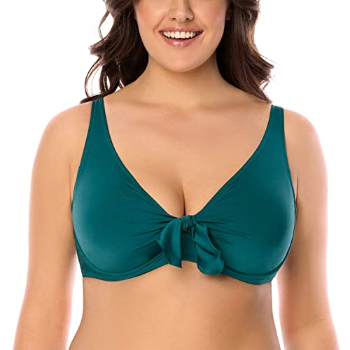 VIVISENCE Bikini BH Dame Bademode Bikinioberteil Musterlos Setteil EU 3202, Grün,75H von VIVISENCE