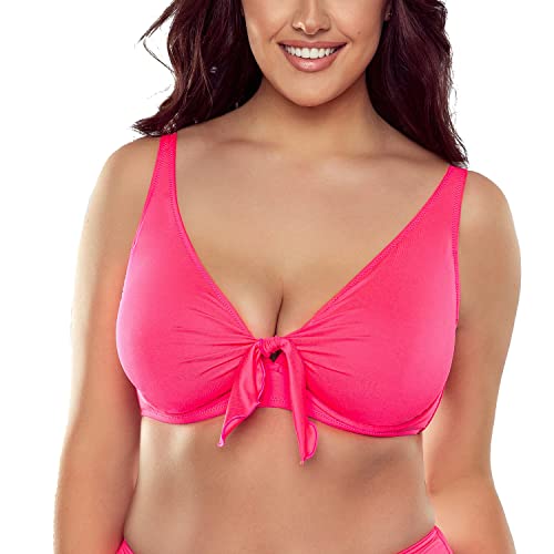 VIVISENCE Bikini BH Dame Bademode Bikinioberteil Musterlos Setteil EU 3202, Neonpink,75D von VIVISENCE