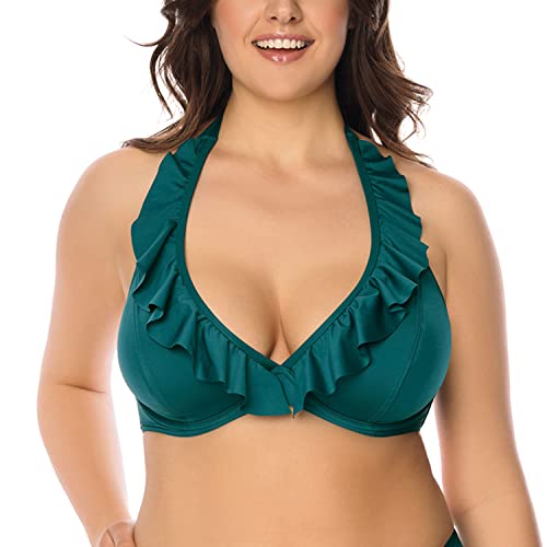 VIVISENCE Bikini BH Dame Bademode Gepolstert Hergestellt In EU Neckholder 3220, Grün,70F von VIVISENCE