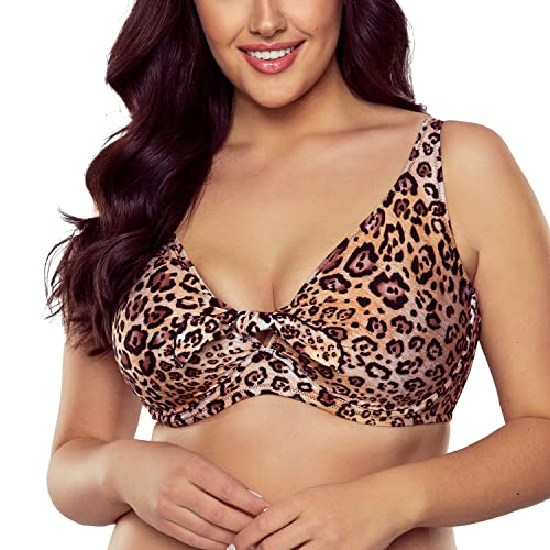 VIVISENCE Bikini BH Dame Bademode Soft Cups Gestreift Regulierbar EU 3203, Panther,85E von VIVISENCE