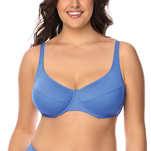 VIVISENCE Bikini BH Dame Bademode Soft Cups Musterlos 3216, Hellblau,90D von VIVISENCE