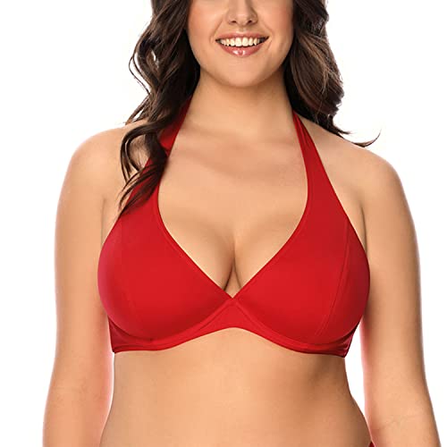 VIVISENCE Bikini BH Dame Bademode Soft Musterlos 3215, Rot,85D von VIVISENCE
