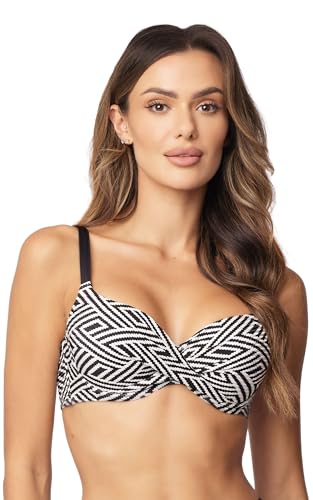 VIVISENCE Bikini Push-Up BH Dame Bademode Geblümt Regulierbar Klassisch EU 3222, Schwarz,90C von VIVISENCE