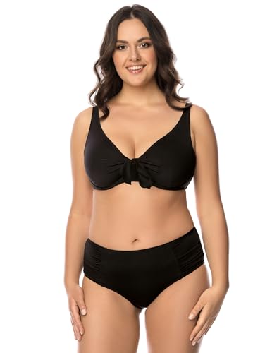 VIVISENCE Bikini Set Träger Verstellbar Hohem Bund Perfekt Für Strandurlaub 3202, Schwarz,XXL von VIVISENCE