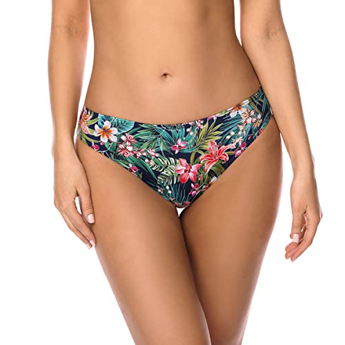 VIVISENCE Bikini Slip Dame Bademode Geblümt Regulierbar Normaler Bund EU 3222M, Blumen,38 von VIVISENCE