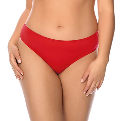 VIVISENCE Bikinislips Dame Bademode Musterlos Normaler Bund Setteil EU 3000, Rot,36 von VIVISENCE