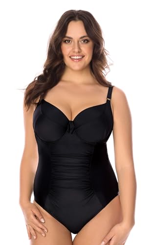 VIVISENCE Dame Badeanzug Bademode Musterlos Regulierbar Träger EU 3108, Schwarz,80E von VIVISENCE