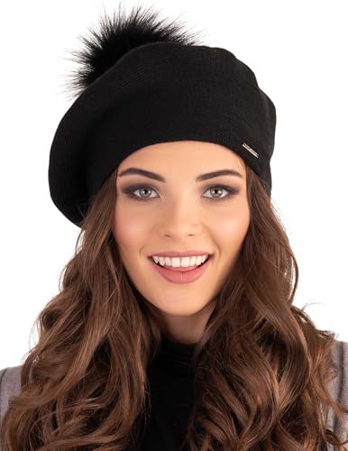 VIVISENCE Winter Baskenmütze Mit Bommel Für Damen Klassischem Herbst Frauen Mütze Schnitt Warmem Garn Mit Wollezusatz Eleganter Wintermütze Ideal Für Kalte Wintertage Modell, Schwarz,Einheitsgröße VIVISENCE Winter Baskenmütze Mit Bommel Für Damen Klassischem Herbst Frauen Mütze Schnitt Warmem Garn Mit Wollezusatz Eleganter Wintermütze Ideal Für Kalte Wintertage Modell, Schwarz,Einheitsgröße von VIVISENCE