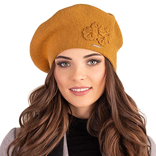 VIVISENCE Baskenmütze Damen Elegant Blume Warm Herbst Winter Accessoire 7006, Senffarbe,Einheitsgröße VIVISENCE Baskenmütze Damen Elegant Blume Warm Herbst Winter Accessoire 7006, Senffarbe,Einheitsgröße von VIVISENCE