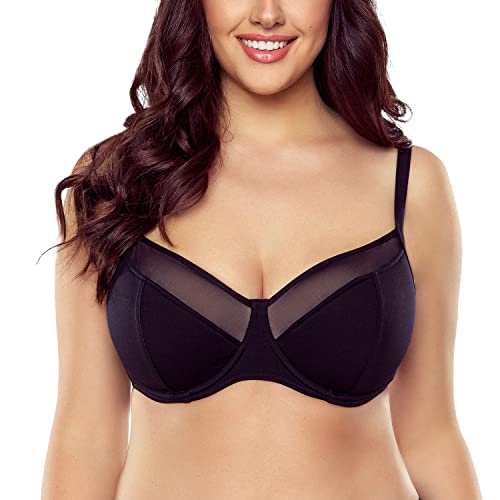 VIVISENCE Dame Bikini-BH Halbgepolstert Sommer Bademode Strandmode 3227, Schwarz,90D von VIVISENCE