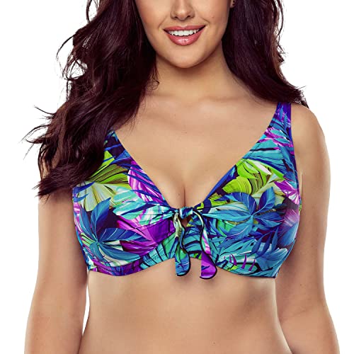 VIVISENCE Dame Bikini Oberteil Bademode Gemustert Regulierbar Träger Schalen EU 3203, Violett,85F von VIVISENCE