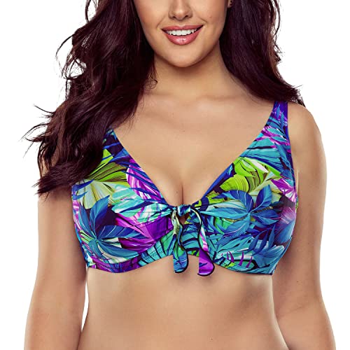 VIVISENCE Dame Bikini Oberteil Bademode Gemustert Regulierbar Träger Schalen EU 3203, Violett,90E von VIVISENCE