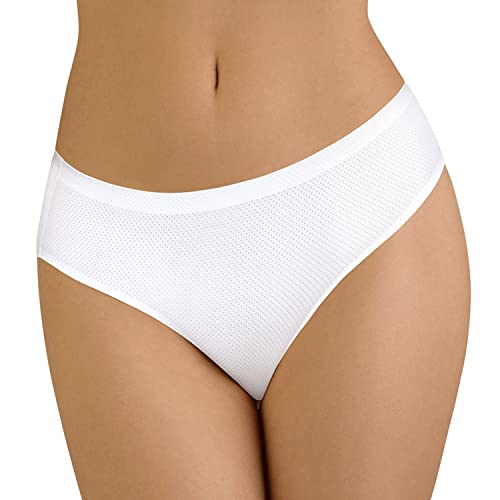 VIVISENCE Dame Slip 3-Er Pack Unterhose Glatt Voll Nahtlos Klassisch 4011, Weiß,M von VIVISENCE