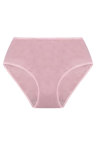 VIVISENCE Dame Slip Mit Hohem Bund Voll Klassisch Unterhose Baumwolle Alltag 4017, Rosa Gummiband:Rosa,L von VIVISENCE