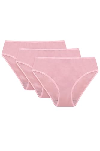 VIVISENCE Dame Slip Unterhose Klassisch Komfortabel Trendig Alltag Unterwäsche 4016, Rosa Gummiband:Rosa,M von VIVISENCE