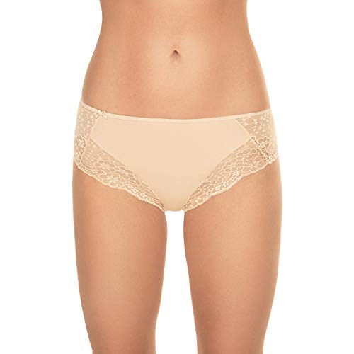 VIVISENCE Dame Slip Unterhose Spitze Schleife Unterwäsche 4007, Beige,XXL von VIVISENCE