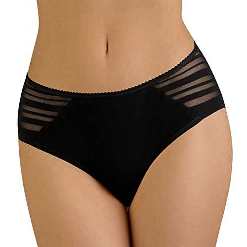 VIVISENCE Dame Slip Unterhose Streifen Glatt Bund Netz Unterwäsche 4015, Schwarz,XXL VIVISENCE Dame Slip Unterhose Streifen Glatt Bund Netz Unterwäsche 4015, Schwarz,XXL von VIVISENCE