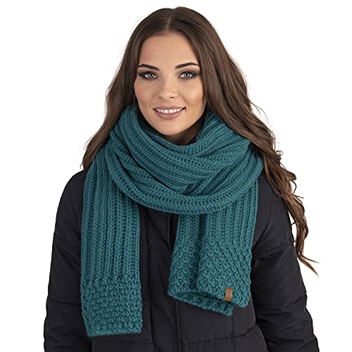 VIVISENCE Damen Winter Schal Warm Und Bequem Halsbedeckung Für Herbst Und Winter Warm Dick Schal, Klassisch Winterschal Für Frauen, Hergestellt In Der EU, Dunkeltürkis von VIVISENCE