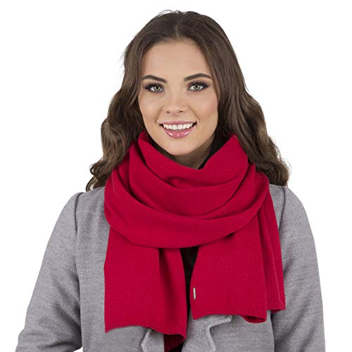 VIVISENCE Damen Winter Schal Warm Und Gemütlich Halsbedeckung An Winter Und Herbst Warm Dick Schal, Klassisch Winterschal Für Frauen, Hergestellt In EU, Rot von VIVISENCE