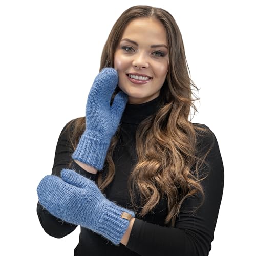 VIVISENCE Dame Zweifingerhandschuhe Winter Warm Winterhandschuhe Accecoires 7015R, Jeans,Einheitsgröße von VIVISENCE