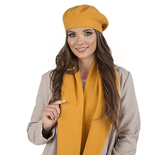 VIVISENCE Damen Baskenmütze Eleganter Wintermütze Und Schal Set Warm Kopfbedeckung Und Halsbedeckung An Winter Und Herbst Warm Dick, Winterset Für Frauen, Hergestellt In EU, Honig VIVISENCE Damen Baskenmütze Eleganter Wintermütze Und Schal Set Warm Kopfbedeckung Und Halsbedeckung An Winter Und Herbst Warm Dick, Winterset Für Frauen, Hergestellt In EU, Honig von VIVISENCE