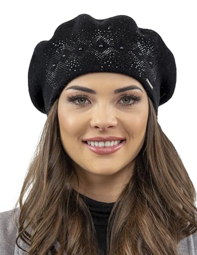 VIVISENCE Damen Baskenmütze Winter Herbst Warme Barette Wolle Elegante Stil 7050, Schwarz,Einheitsgröße VIVISENCE Damen Baskenmütze Winter Herbst Warme Barette Wolle Elegante Stil 7050, Schwarz,Einheitsgröße von VIVISENCE