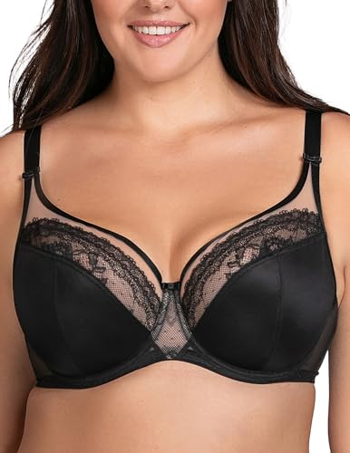 VIVISENCE Damen Bügel-BH Mit Weichen Cups Floraler Spitze Verstellbaren Trägern Und Zierdetails In Roségold Eleganter Und Bequemer BH Für Optimalen Halt, Schwarz,70J von VIVISENCE
