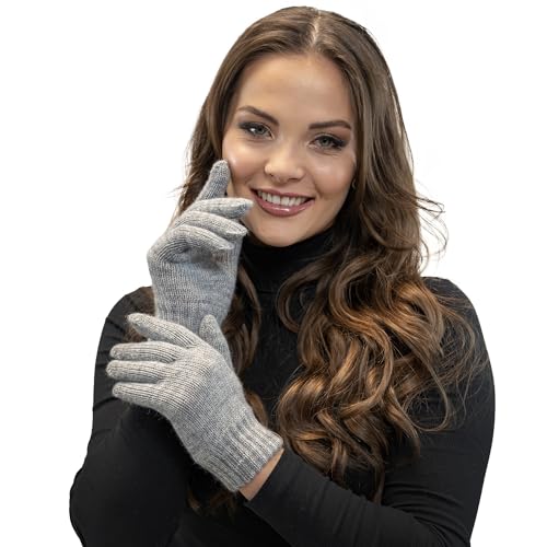 VIVISENCE Damen Handschuhe Winter Warm Winterhandschuhe Accecoires 7014R, Hellgrau,Einheitsgröße von VIVISENCE