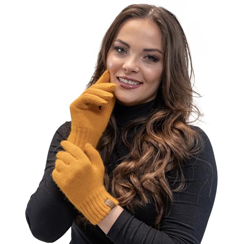 VIVISENCE Damen Handschuhe Winter Warm Winterhandschuhe Accecoires 7014R, Honig,Einheitsgröße von VIVISENCE
