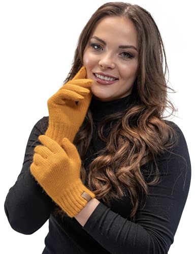 VIVISENCE Damen Winter Handschuhe Weichem Und Warme Ideal Für Kaltes Wetter 7014, Honigfarben,Einheitsgröße von VIVISENCE