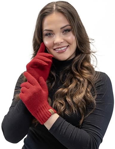 VIVISENCE Damen Winter Handschuhe Weichem Und Warme Ideal Für Kaltes Wetter 7014, Rot,Einheitsgröße von VIVISENCE