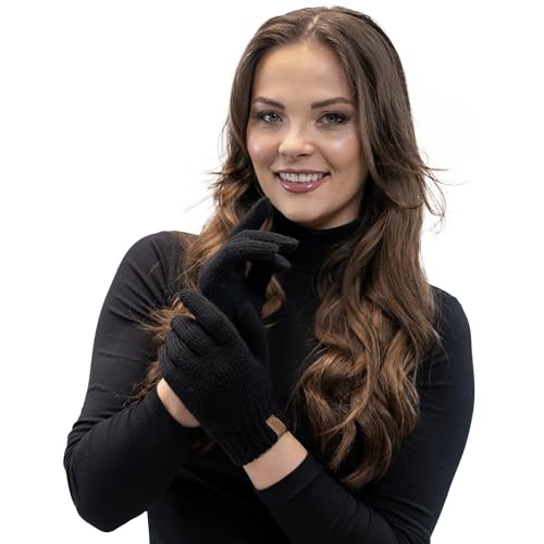 VIVISENCE Damen Handschuhe Winter Warm Winterhandschuhe Accecoires 7014R, Schwarz,Einheitsgröße von VIVISENCE