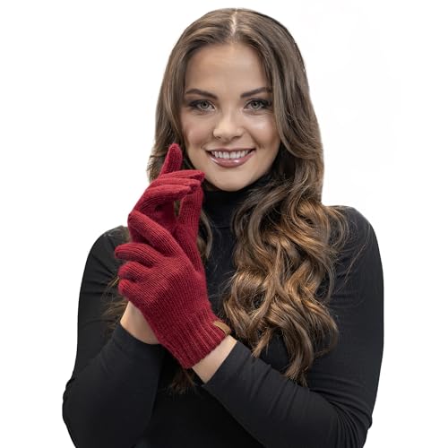 VIVISENCE Damen Handschuhe Winter Warm Winterhandschuhe Accecoires 7014R, Weinrot,Einheitsgröße von VIVISENCE