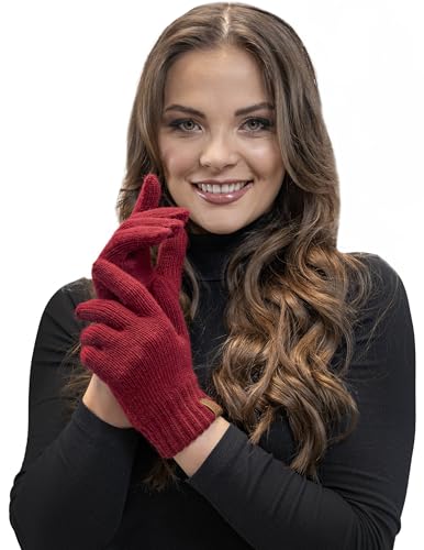 VIVISENCE Damen Winter Handschuhe Weichem Und Warme Ideal Für Kaltes Wetter 7014, Weinrot,Einheitsgröße von VIVISENCE