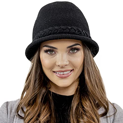 VIVISENCE Damen Winter Hut Mit Klassischem Stil Herbst Warme Strickmütze Garn Mit Wolle Perfekte Passform Wintermütze Für Frauen Modell 7043, Schwarz,Einheitsgröße VIVISENCE Damen Winter Hut Mit Klassischem Stil Herbst Warme Strickmütze Garn Mit Wolle Perfekte Passform Wintermütze Für Frauen Modell 7043, Schwarz,Einheitsgröße von VIVISENCE