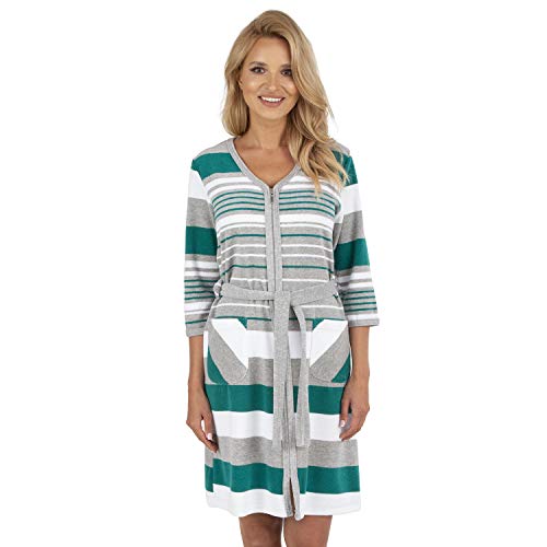 VIVISENCE Damen Morgenmantel Nachtwäsche Taschen In EU Hergestellt 5013, Grau,XXL von VIVISENCE