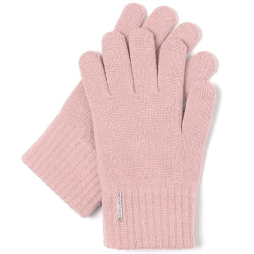 VIVISENCE Damen Winter Handschuhe Mit Gemütlich Stilvolle Breitem Strickbündchen Hergestellt Aus Warmem Garn Mit Wollzusatz Perfekt Für Kalte Wintertage Herbst Modell 7202, Puderrosa,Einheitsgröße von VIVISENCE