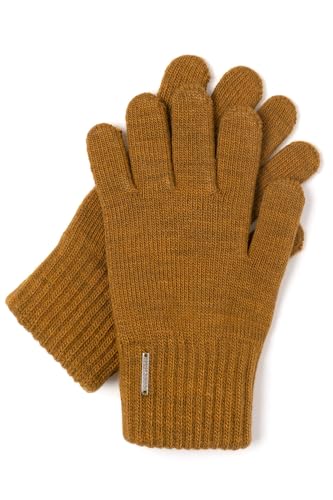 VIVISENCE Damen Winter Handschuhe Mit Gemütlich Stilvolle Breitem Strickbündchen Hergestellt Aus Warmem Garn Mit Wollzusatz Perfekt Für Kalte Wintertage Herbst Modell 7204, Honigfarben,Einheitsgröße von VIVISENCE