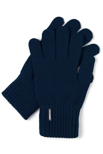 VIVISENCE Damen Winter Handschuhe Mit Gemütlich Stilvolle Breitem Strickbündchen Hergestellt Aus Warmem Garn Mit Wollzusatz Perfekt Für Kalte Wintertage Herbst Modell 7204, Dunkelblau,Einheitsgröße von VIVISENCE