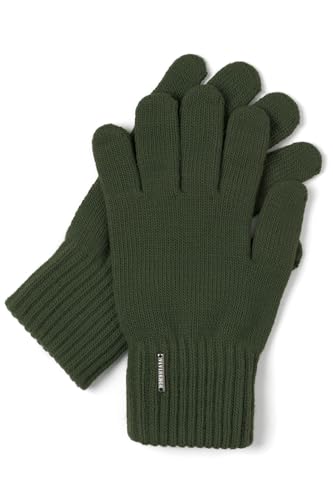 VIVISENCE Damen Winter Handschuhe Mit Gemütlich Stilvolle Breitem Strickbündchen Hergestellt Aus Warmem Garn Mit Wollzusatz Perfekt Für Kalte Wintertage Herbst Modell 7204, Grün,Einheitsgröße von VIVISENCE
