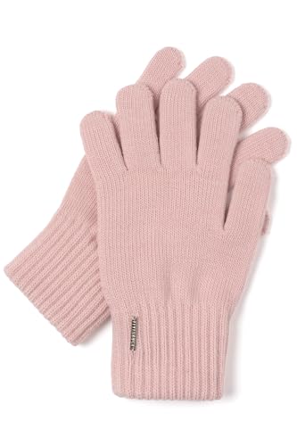 VIVISENCE Damen Winter Handschuhe Mit Gemütlich Stilvolle Breitem Strickbündchen Hergestellt Aus Warmem Garn Mit Wollzusatz Perfekt Für Kalte Wintertage Herbst Modell 7204, Rosa,Einheitsgröße von VIVISENCE